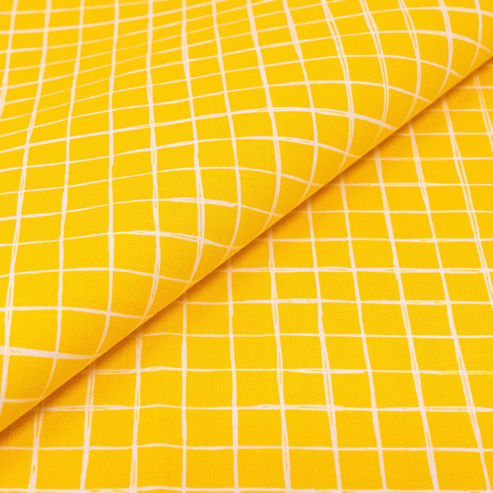 SINGER Yellow Gingham Cotton Fabric